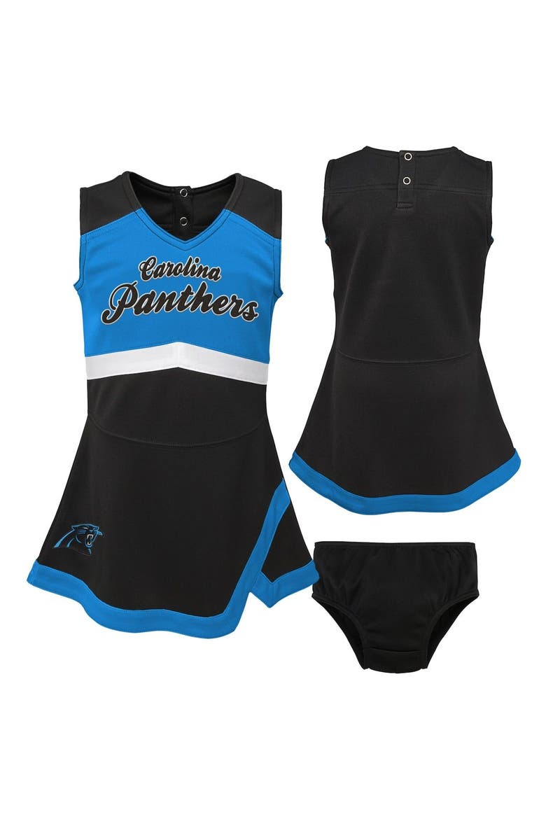 Girls Toddler Black Carolina Panthers Cheer Captain Dress with Bloomers, Main, color, Black