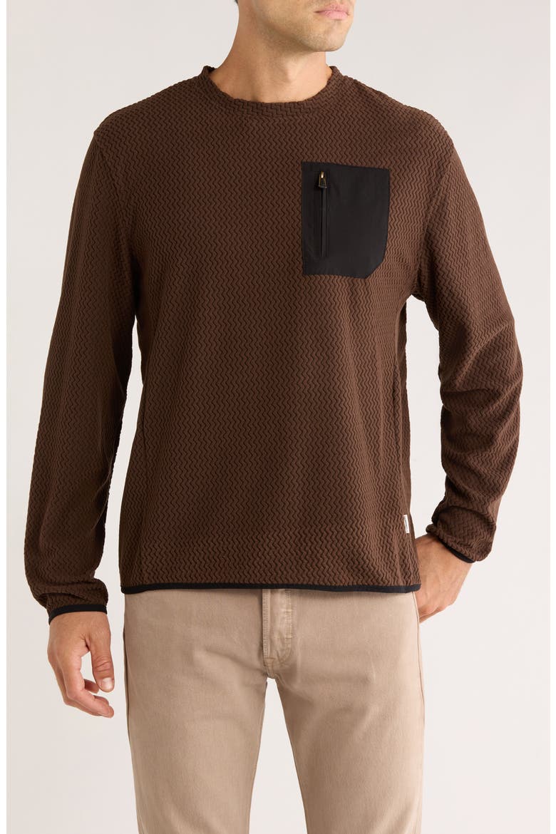 Vault Chevron Crewneck Pullover, Main, color, DARK BROWN