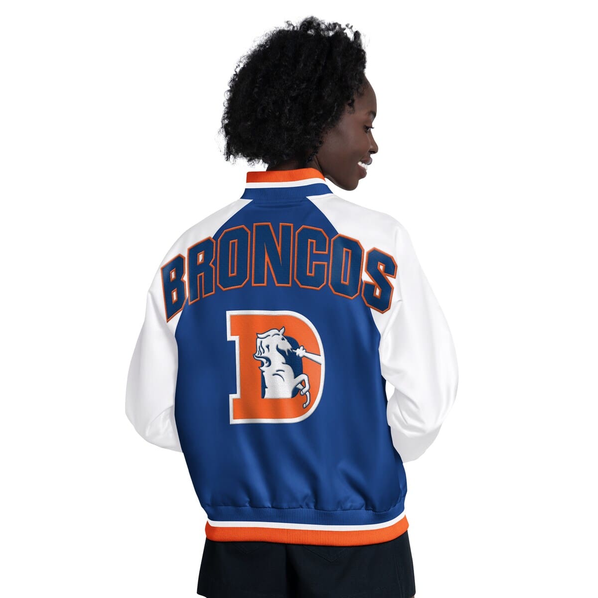 Women's Starter  Blue/White Denver Broncos Raglan Blitz Full-Snap Varsity Jacket - image 2