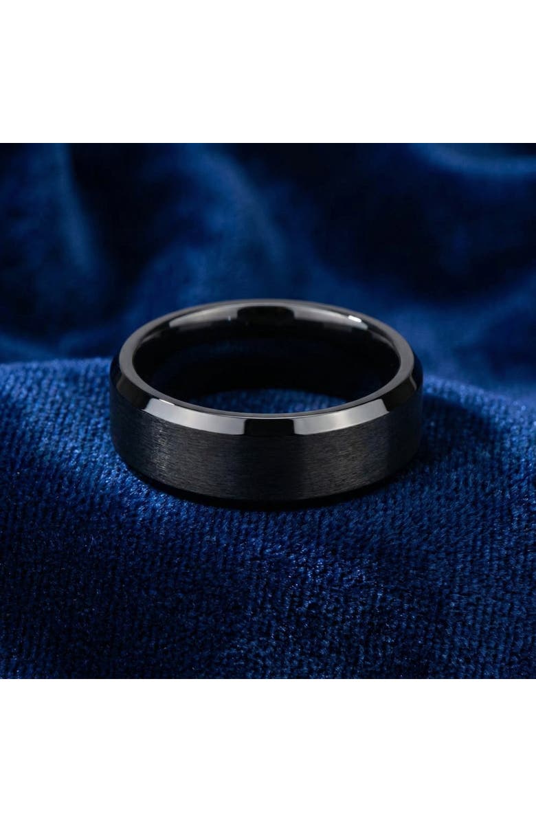 Bliss Diamond Men's Brushed Black Tungsten 6mm Beveled Ring Wedding Band, Alternate, color, Black Tungsten