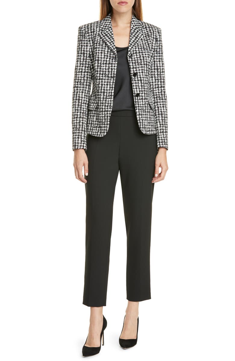 BOSS Tiluna Slim Stretch Wool Suit Trousers, Alternate, color, Blk