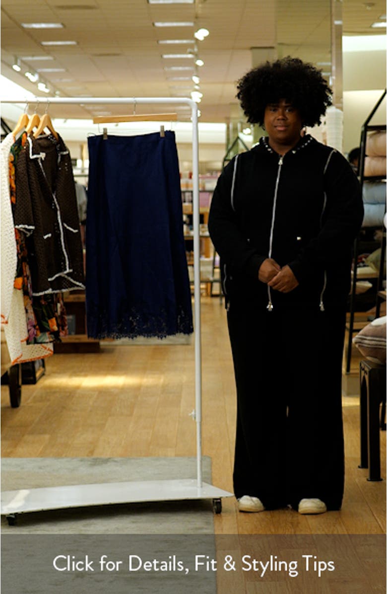 Carolina Lace Trim Linen Midi Skirt, sales video thumbnail