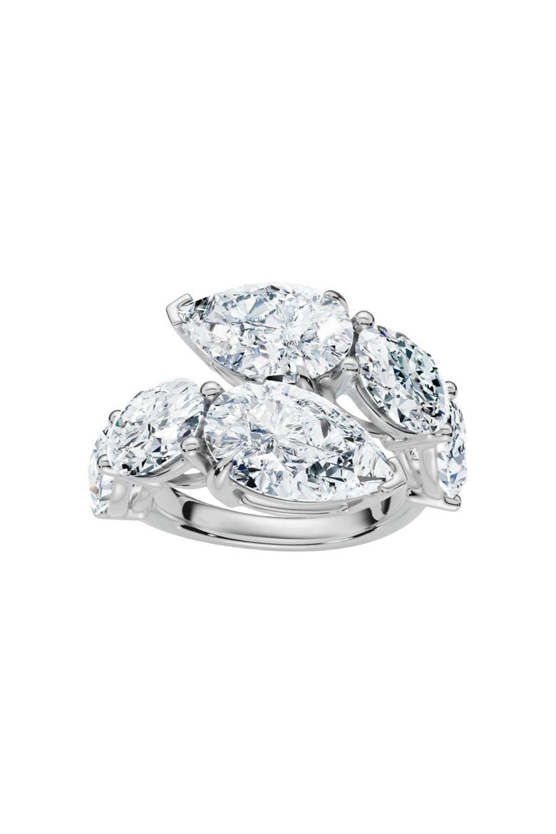 7.10Ct Pear & Oval Shape Bypass Ring Gold Lab Grown, Main, color, 10k White Gold