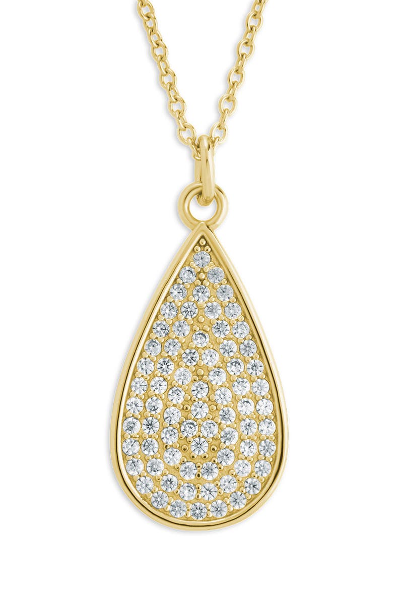 Pavé Cubic Zirconia Teardrop Pendant Necklace, Alternate, color, GOLD