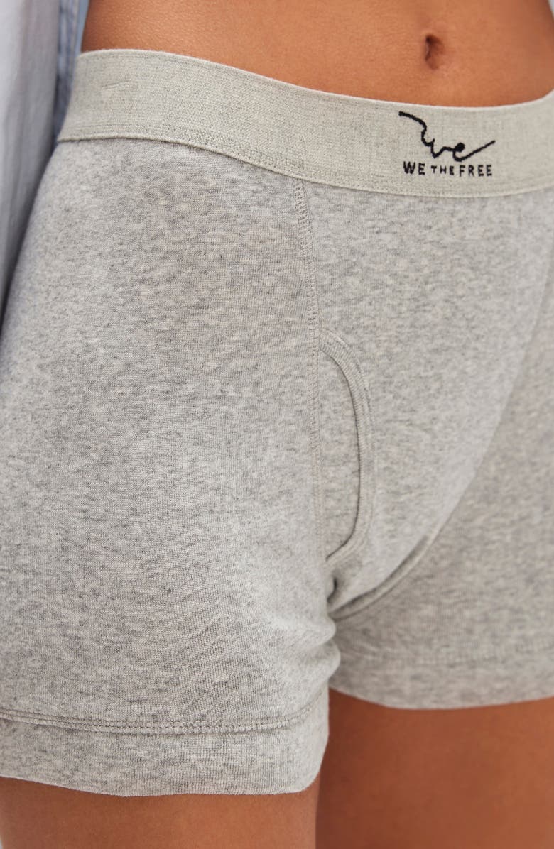 Free People We the Free Cotton Boxer Briefs, Alternate, color, Heather Grey
