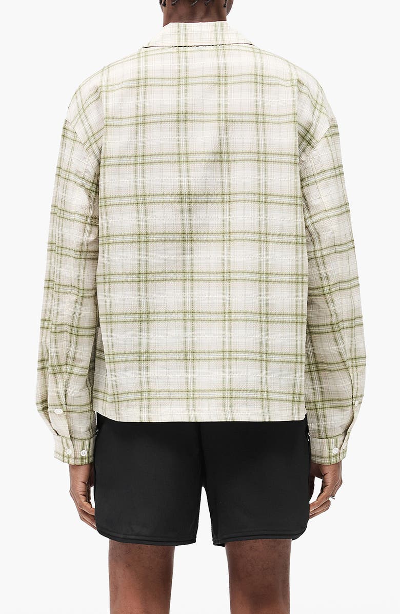 Represent Plaid Texture Sheer Flannel Button-Up Shirt, Alternate, color, Green