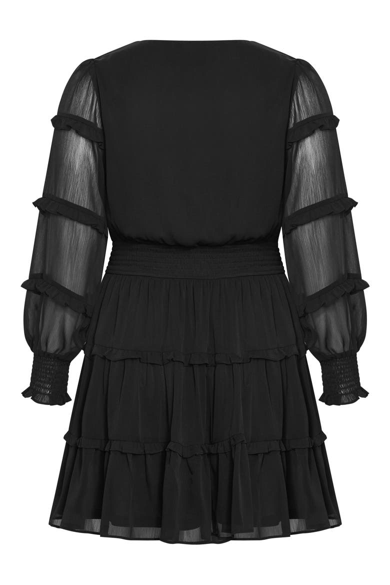 Daisy June Tiered Long Sleeve Dress, Alternate, color, BLACK