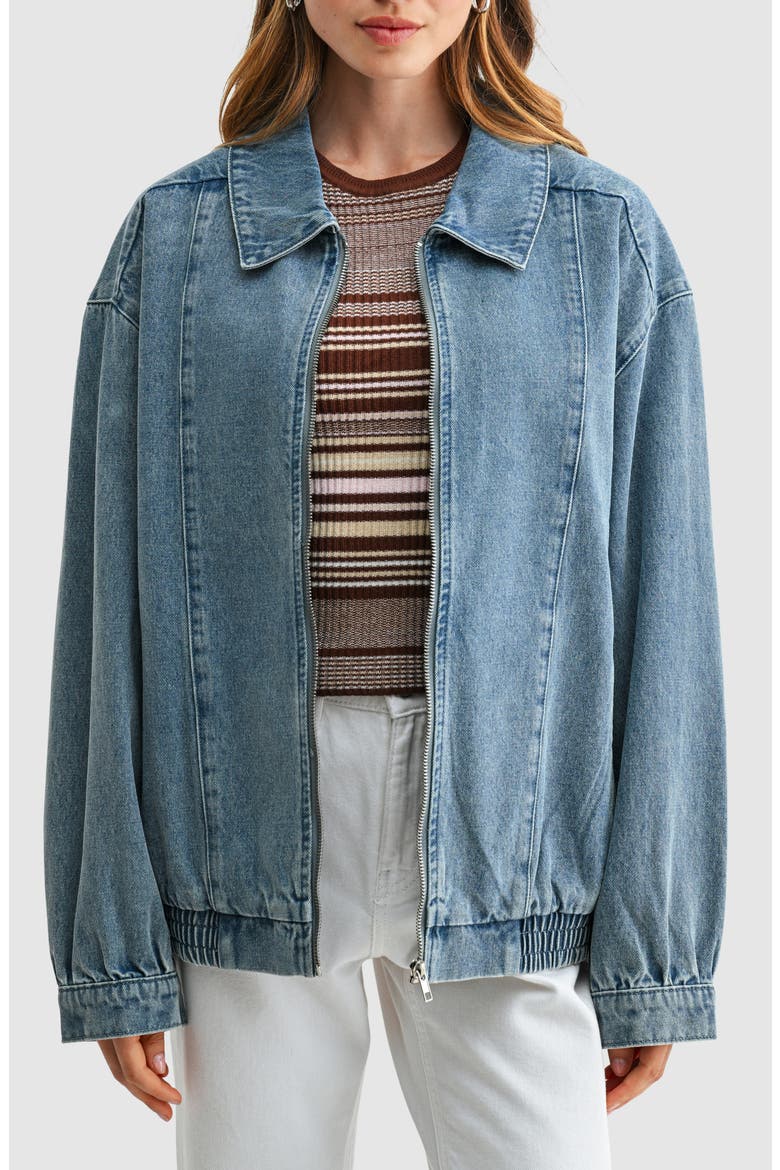 Oversized Denim Bomber Jacket, Main, color, LIGHT DENIM