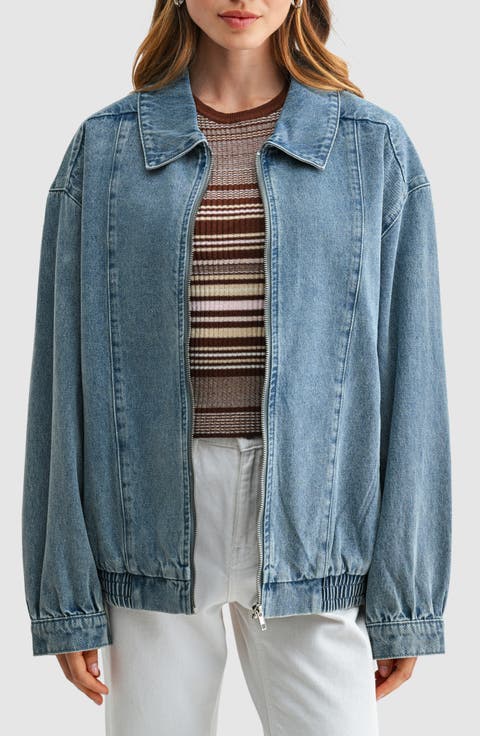 Oversized Denim Bomber Jacket