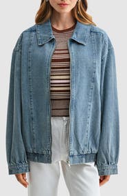 All in Favor Oversized Denim Bomber Jacket