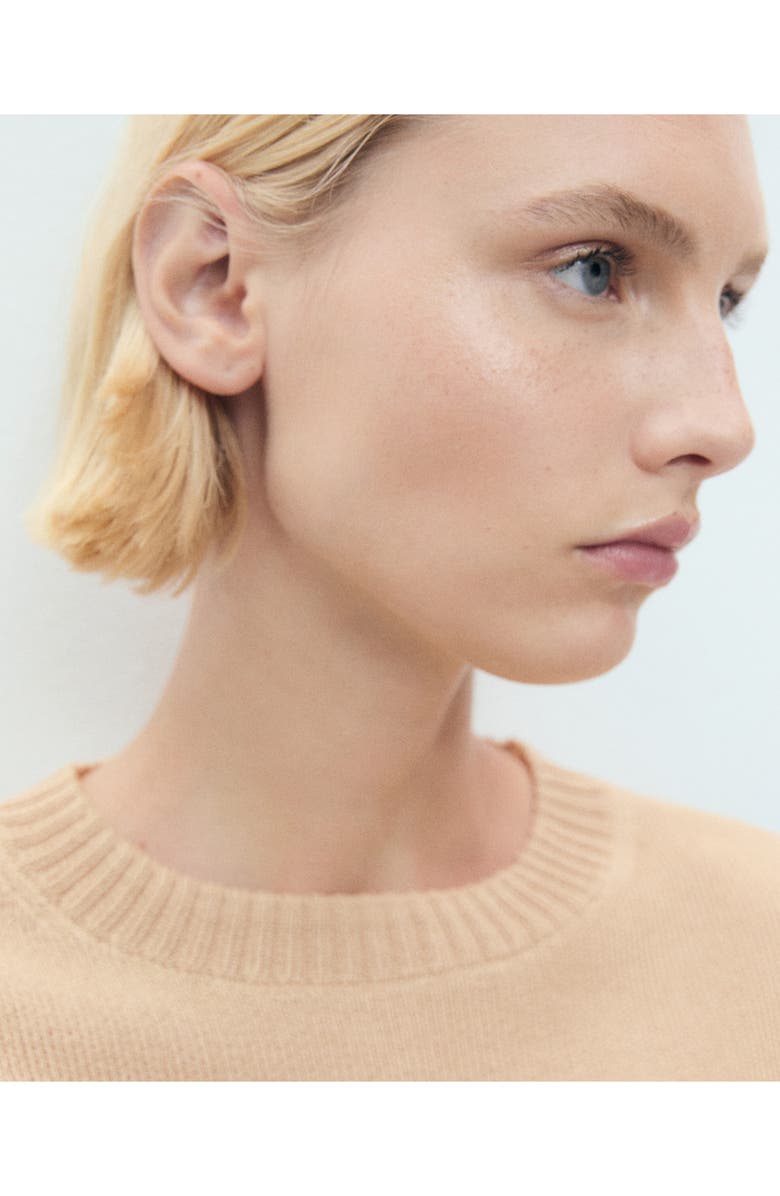 MANGO Short Sleeve Crop Sweater, Alternate, color, Light/ Pastel Grey