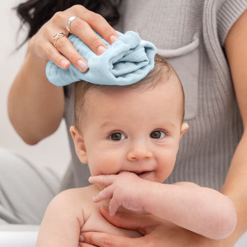 Comfy Cubs Muslin Washcloths In Sky Blue