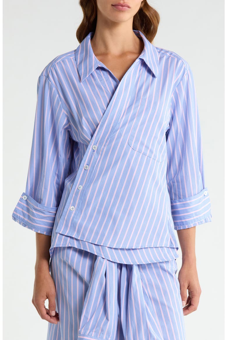 Small Asymmetrical Striped Wrap Shirt, Alternate, color, AMALFI STRIPE