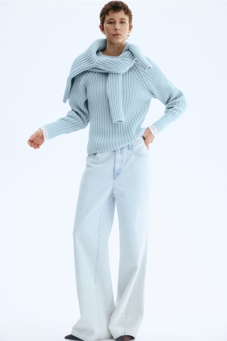 Rib-knit Sweater, Alternate, color, Light blue