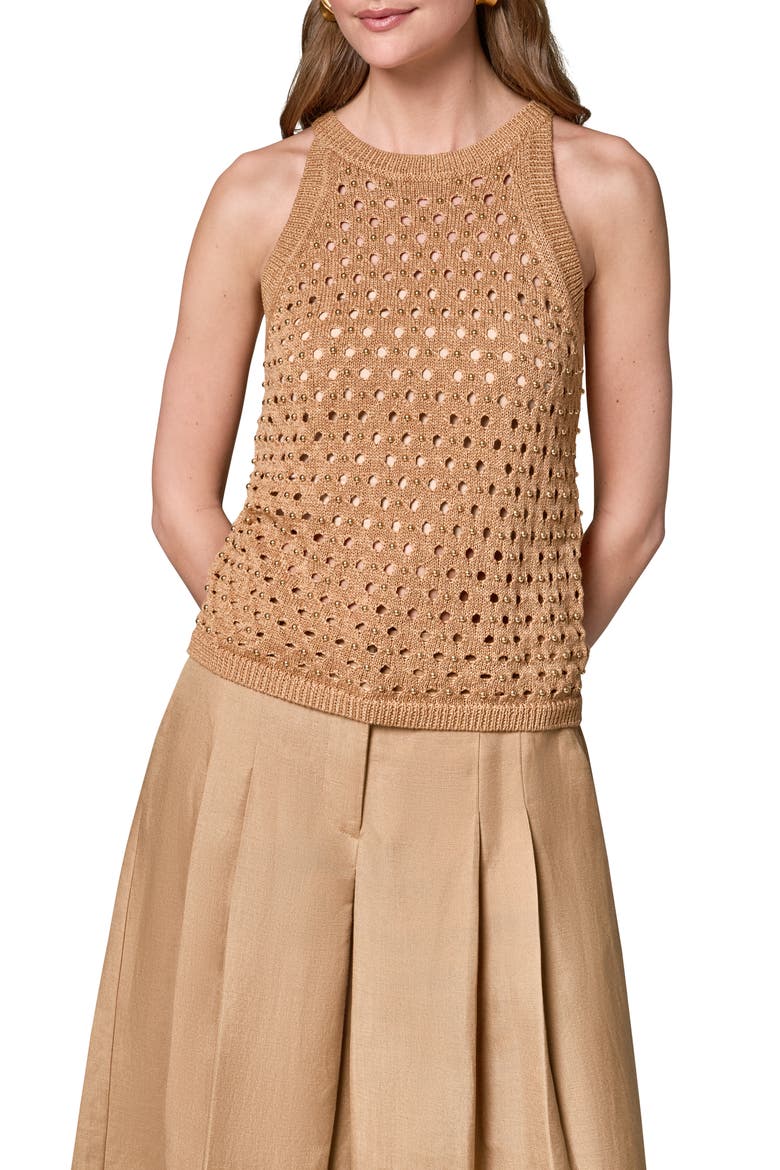 Hotfix Cotton Blend Sweater Vest, Main, color, FAWN
