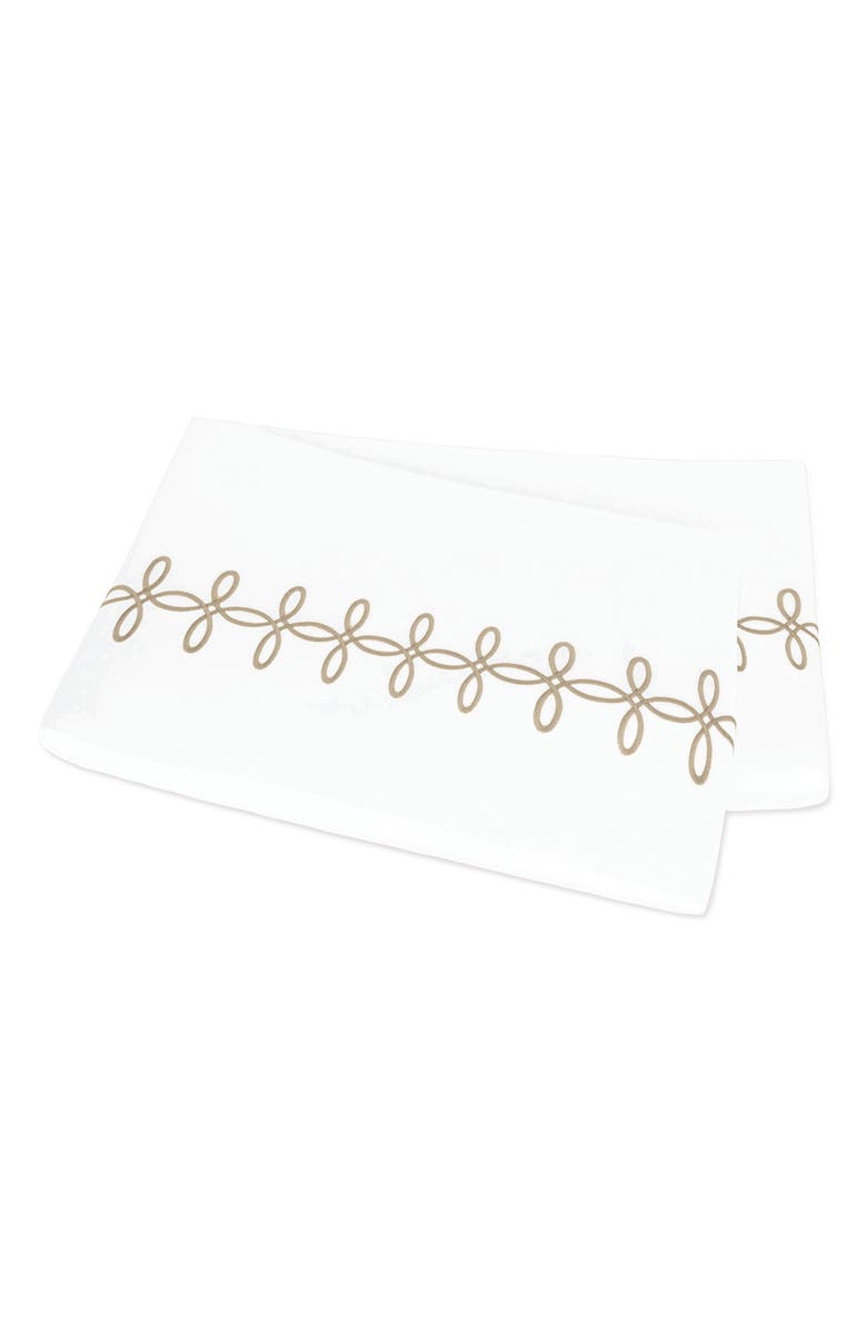 Matouk Gordian Knot 500 Thread Count Cotton Percale Flat Sheet, Main, color, Truffle