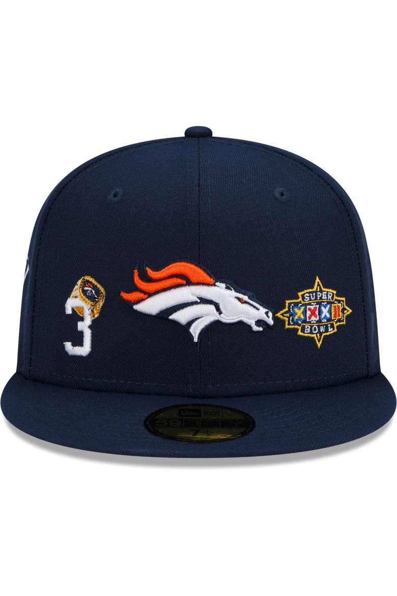 Men's New Era Navy Denver Broncos 3x Super Bowl Champions Count The Rings 59FIFTY Fitted Hat, Alternate, color, Navy