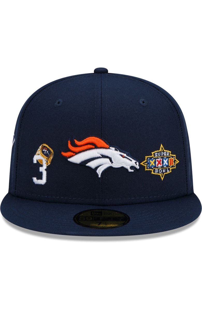 New Era Men's New Era Navy Denver Broncos 3x Super Bowl Champions Count The Rings 59FIFTY Fitted Hat, Alternate, color,