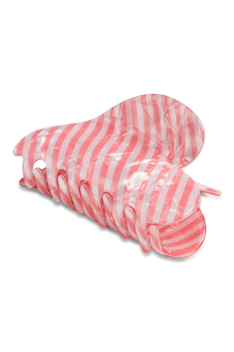 Heart Stripe Claw Clip, Main, color, PINK MULTI