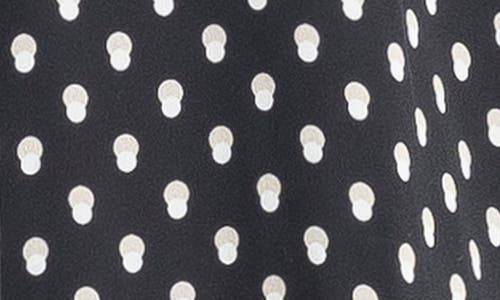 Max Studio Short Sleeve Crepe Blouse In Black/ecru Shadow Dots