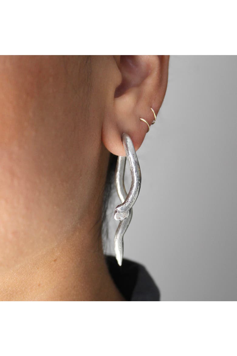 Silver Serpent Earrings, Alternate, color, Sterling Silver