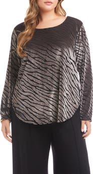 Karen Kane Zebra Stripe Velvet Burnout Shirttail Top