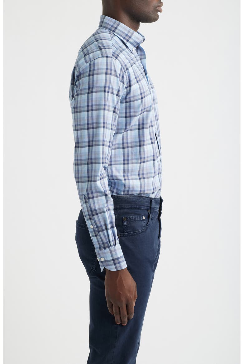 Swope Plaid Performance Twill Button-Down Shirt, Alternate, color, CROWN BLUE