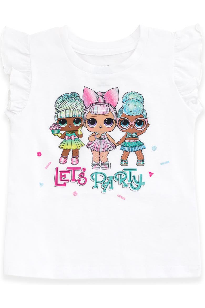 T-Shirt and Satin Skirt Set with Bag, Alternate, color, Teal Purple Pink
