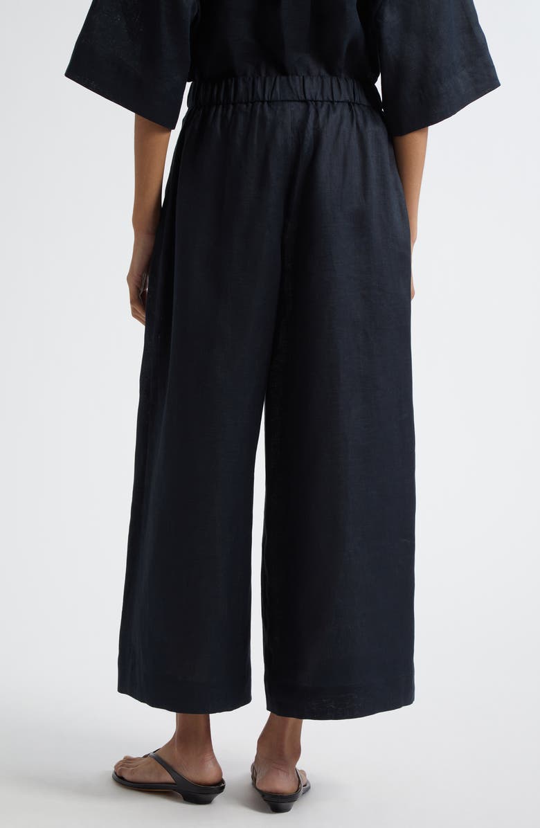 MM by Max Mara Minnie Linen Pull-On Pants, Alternate, color, Black
