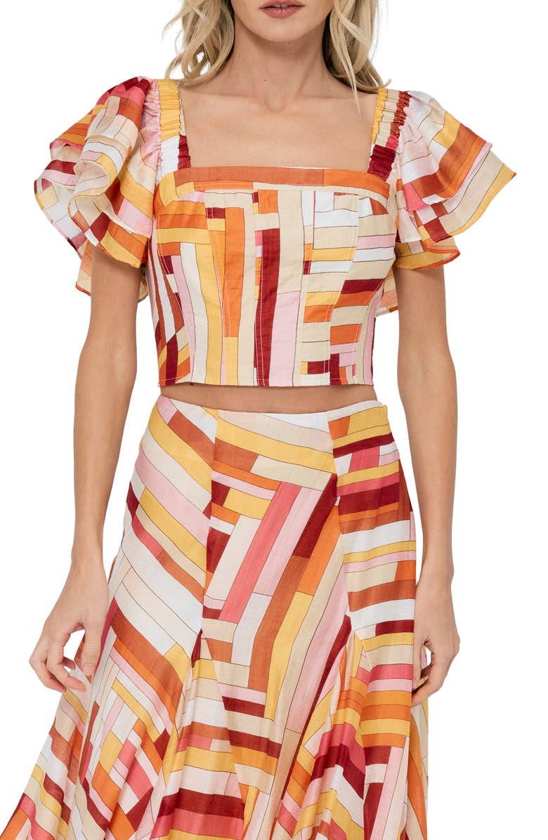 CIEBON Amie Stripe Crop Top, Main, color, Pink Multi