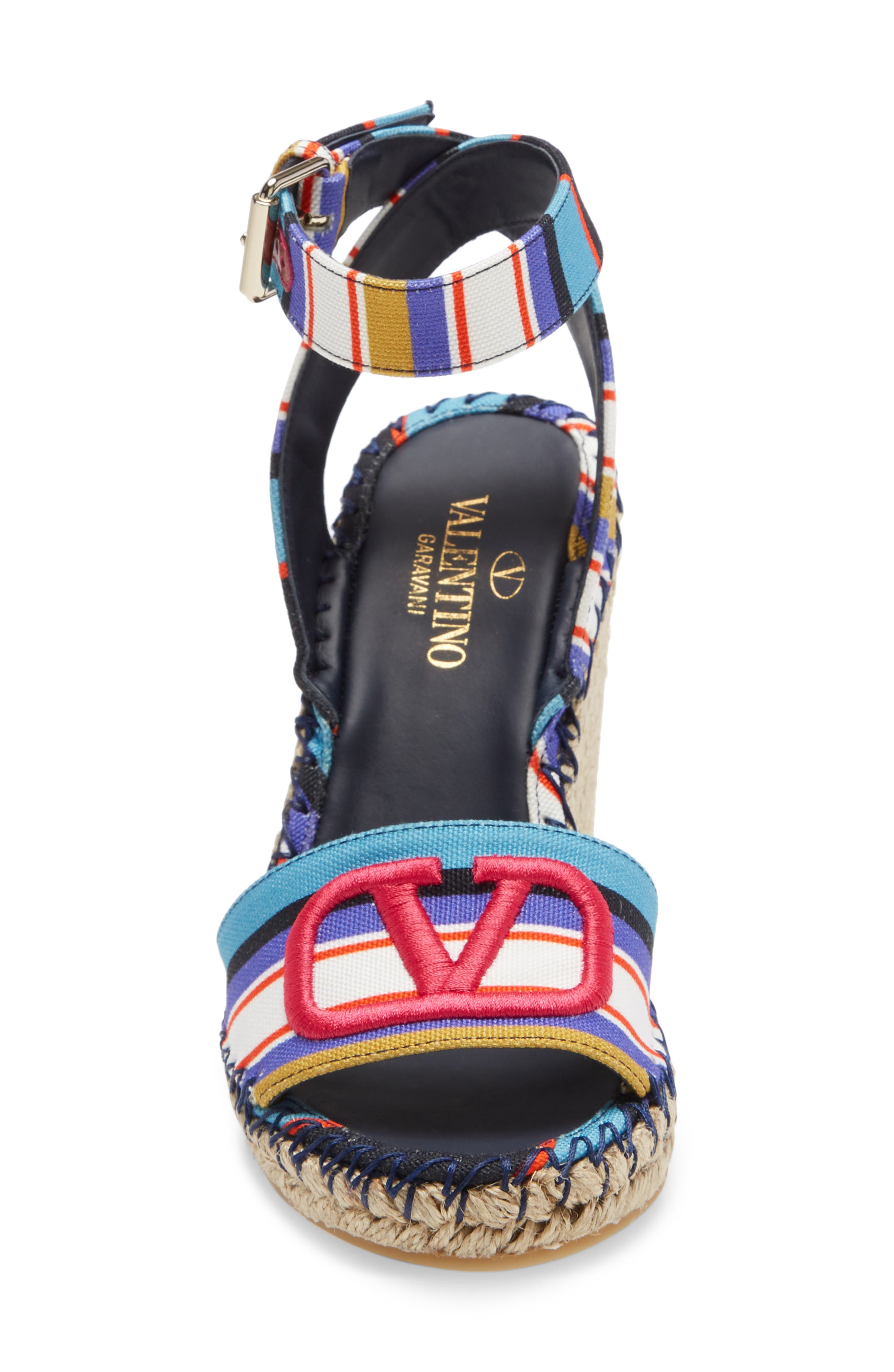 Valentino Garavani VLOGO Pop Baiadera Espadrille Platform Wedge Sandal, Alternate, color, 