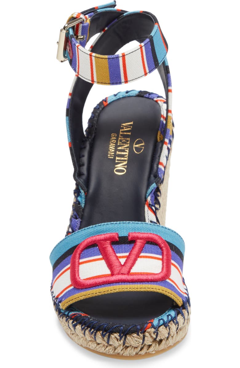 Valentino Garavani VLOGO Pop Baiadera Espadrille Platform Wedge Sandal, Alternate, color,