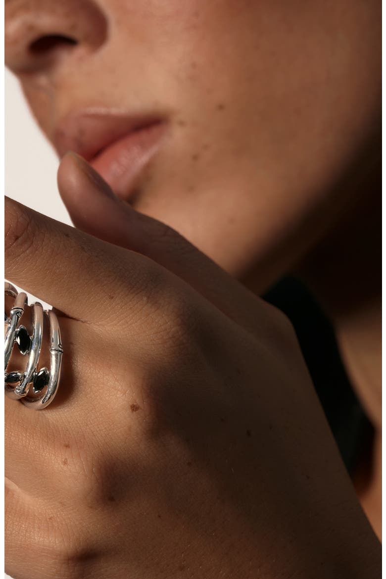 Bamboo Spinel Statement Ring, Alternate, color, SILVER/ BLACK SPINEL