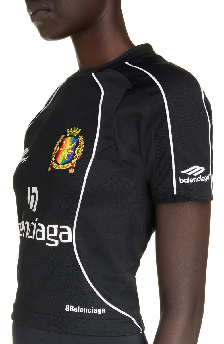 Balenciaga Crop Soccer Jersey Top, Alternate, color, 
