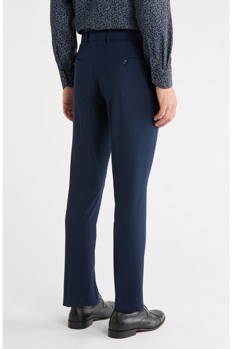 Box Check Flat Front Dress Trousers, Alternate, color, DARK SAPPHIRE