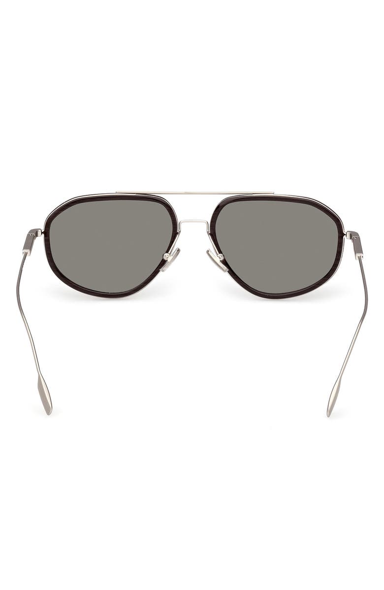 ZEGNA 56mm Navigator Sunglasses, Alternate, color, Palladium/ Dark Brown / Smoke
