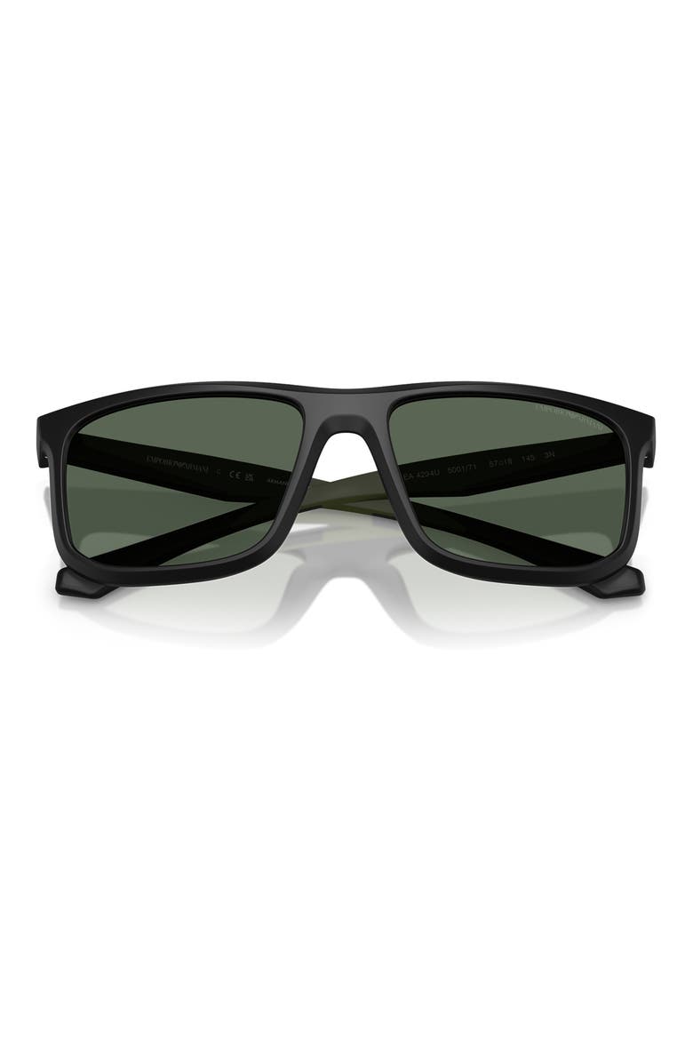 57mm Square Sunglasses, Alternate, color, MATTE BLACK / DARK GREEN
