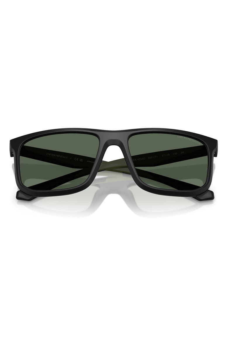 Emporio Armani 57mm Square Sunglasses, Alternate, color, Matte Black / Dark Green