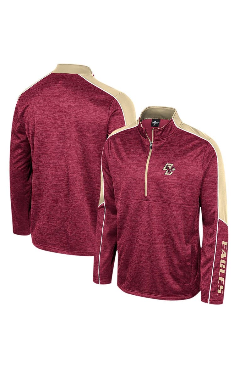 Men's Colosseum Garnet Boston College Eagles Marled Half-Zip Jacket, Main, color, Garnet