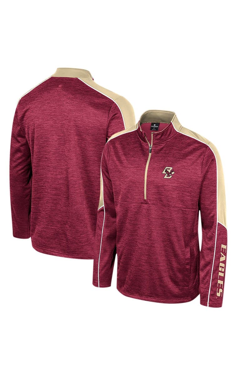COLOSSEUM Men's Colosseum Garnet Boston College Eagles Marled Half-Zip Jacket, Main, color, Garnet