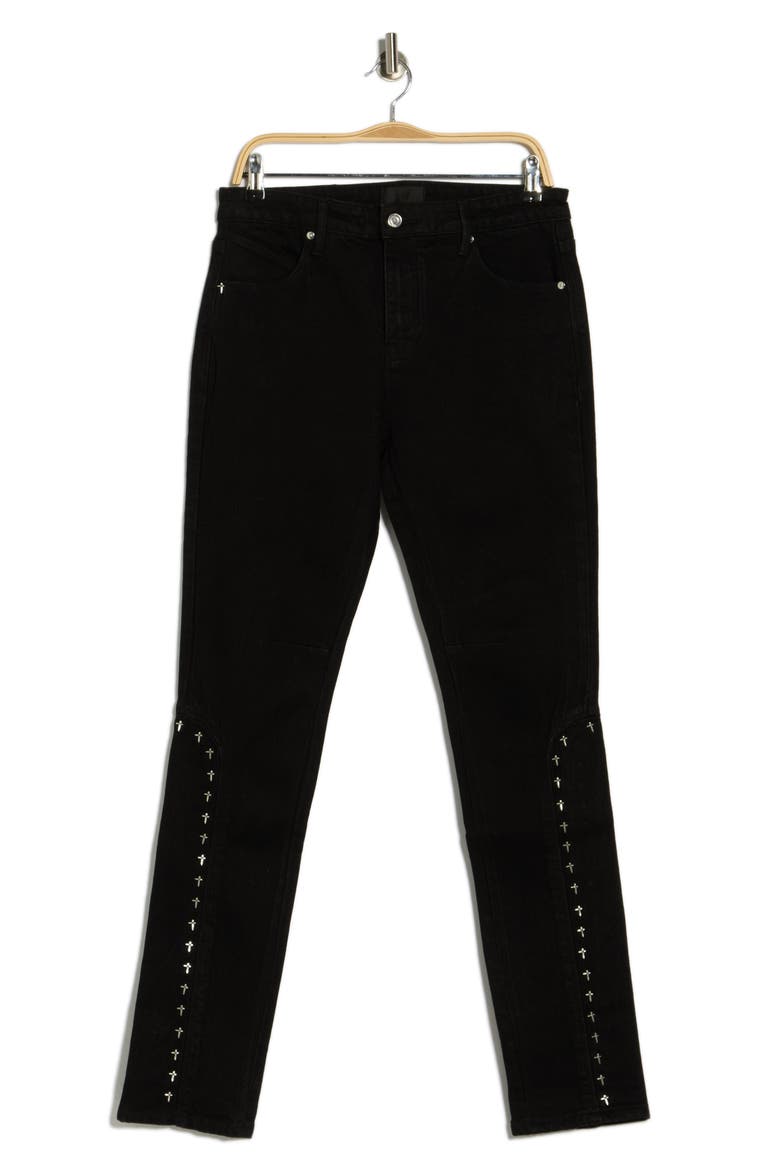 Enzo Skinny Jeans, Alternate, color, BLACK CROSS RIVET