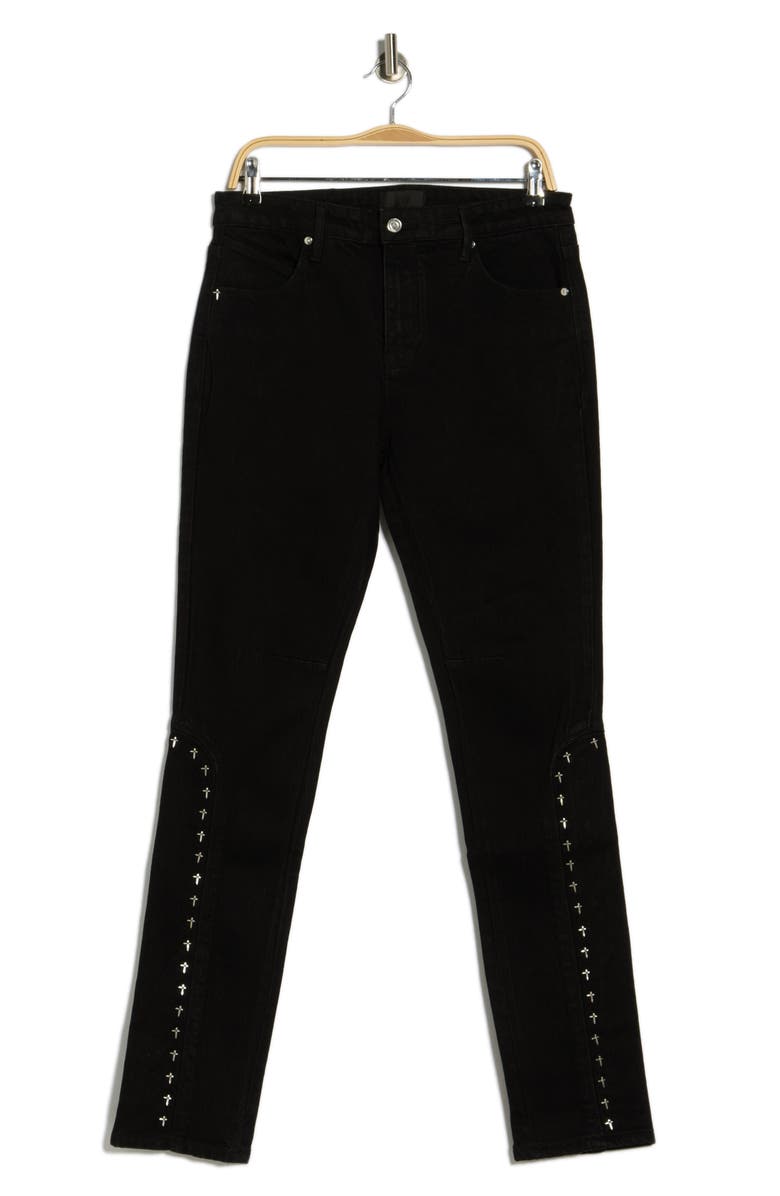 RtA Enzo Skinny Jeans, Main, color, Black Cross Rivet