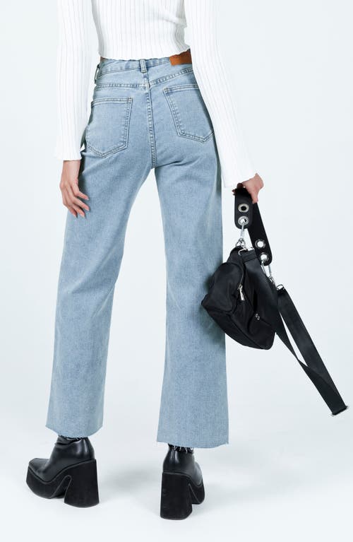 Princess Polly Pyrene Raw Hem Straight Leg Jeans In Blue