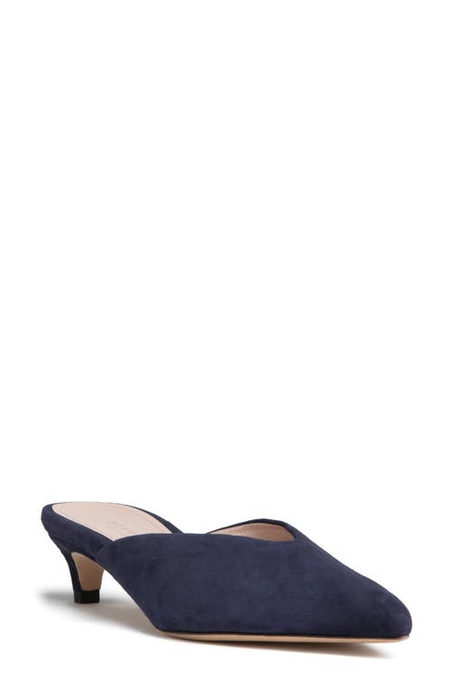 BEAUTIISOLES Gal Pointed Toe Kitten Heel Mule in Navy 