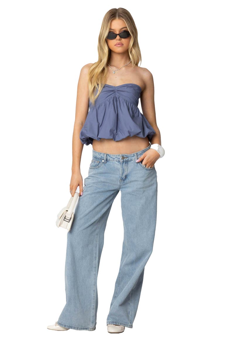 Serina Strapless Bubble Hem Top, Alternate, color, BLUE