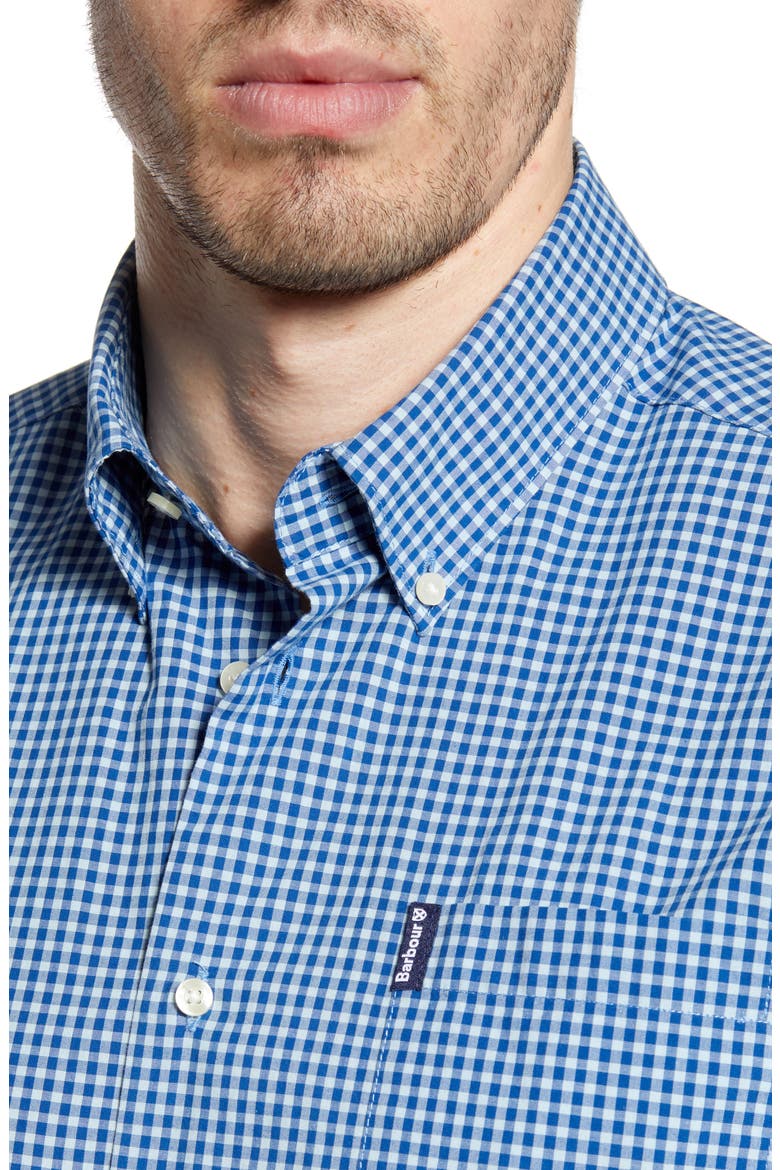 Gingham 19 Tailored Fit Button-Up Shirt, Alternate, color, NAVY