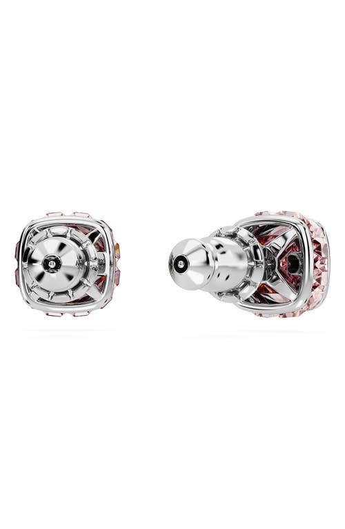 Swarovski Birthstone Pierced Earrings Studs Jun Rhodium Shiny Pink In Metallic