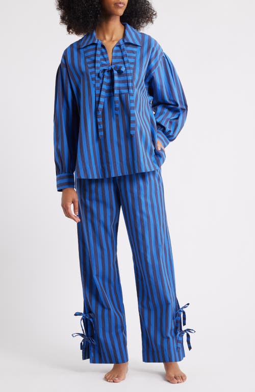 Damson Madder Floki Stripe Organic Cotton Pajamas In Blue