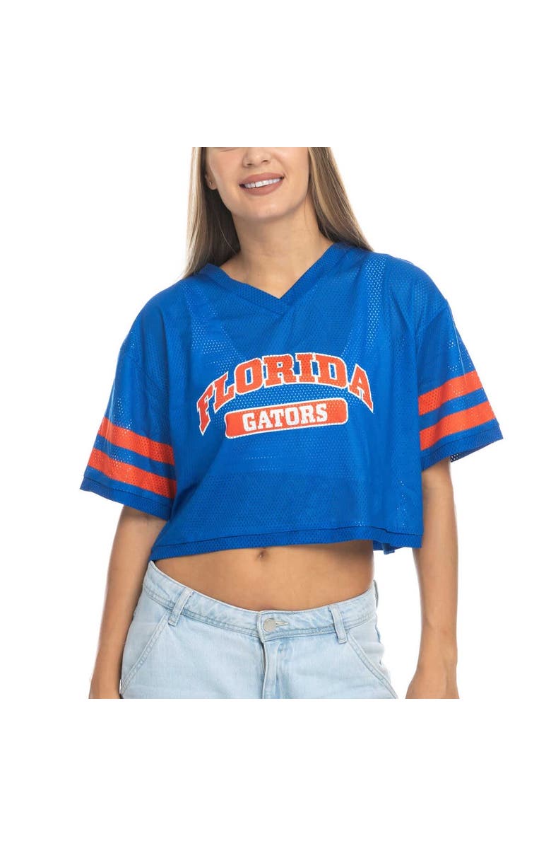 ZOOZATZ Women's ZooZatz Royal Florida Gators Mesh Cropped V-Neck T-Shirt, Alternate, color, Royal