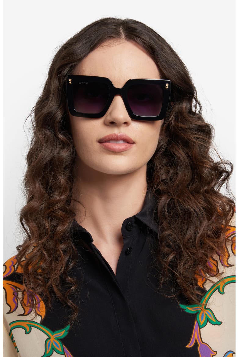 52mm Square Sunglasses, Alternate, color, BLACK/ DARK GREY SF